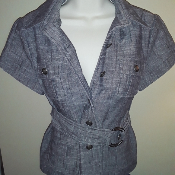 New Directions Gray wrap around top - Picture 1 of 4